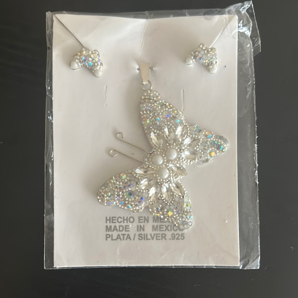Silver Butterfly Jewelry Set
